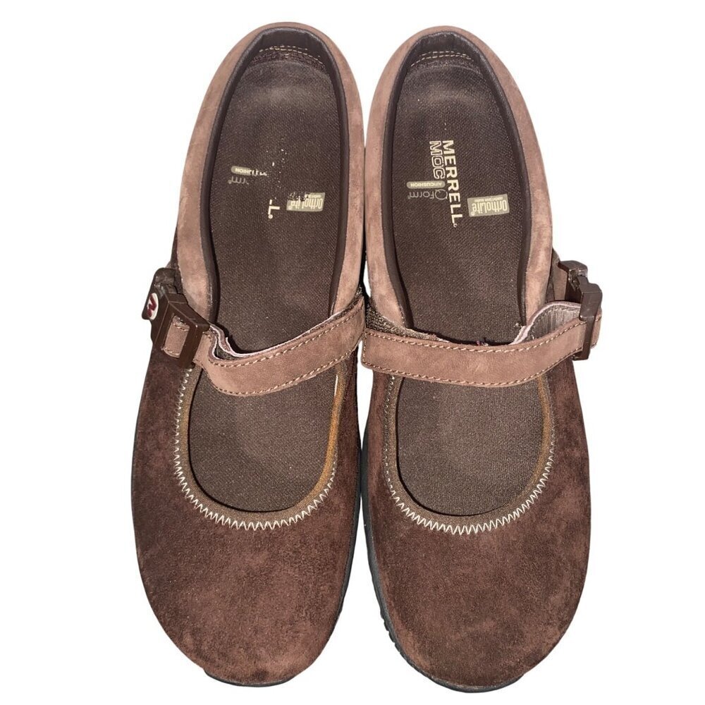 Merrell Encore MJ Leather Espresso Mary Jane Clog Shoes Adjustable Strap Wm 11